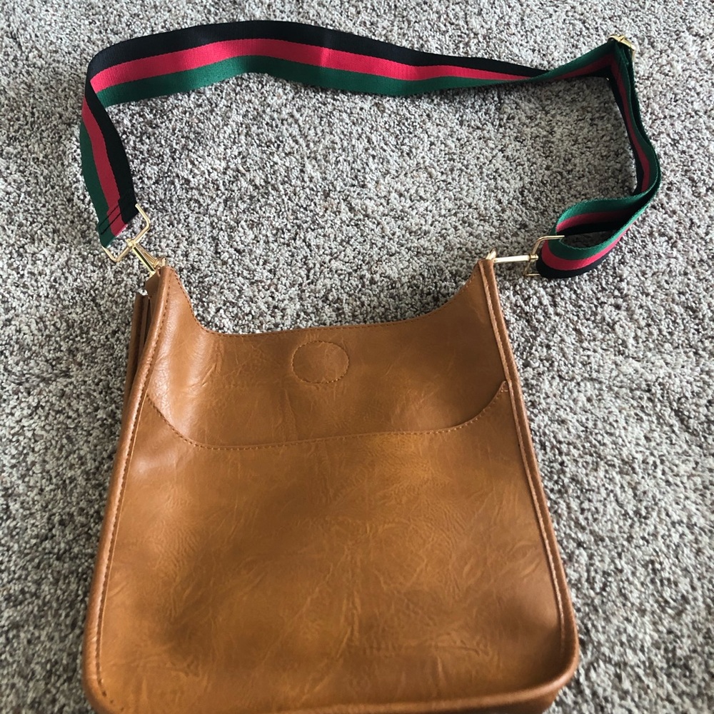 Social Threads vegan leather messenger bag